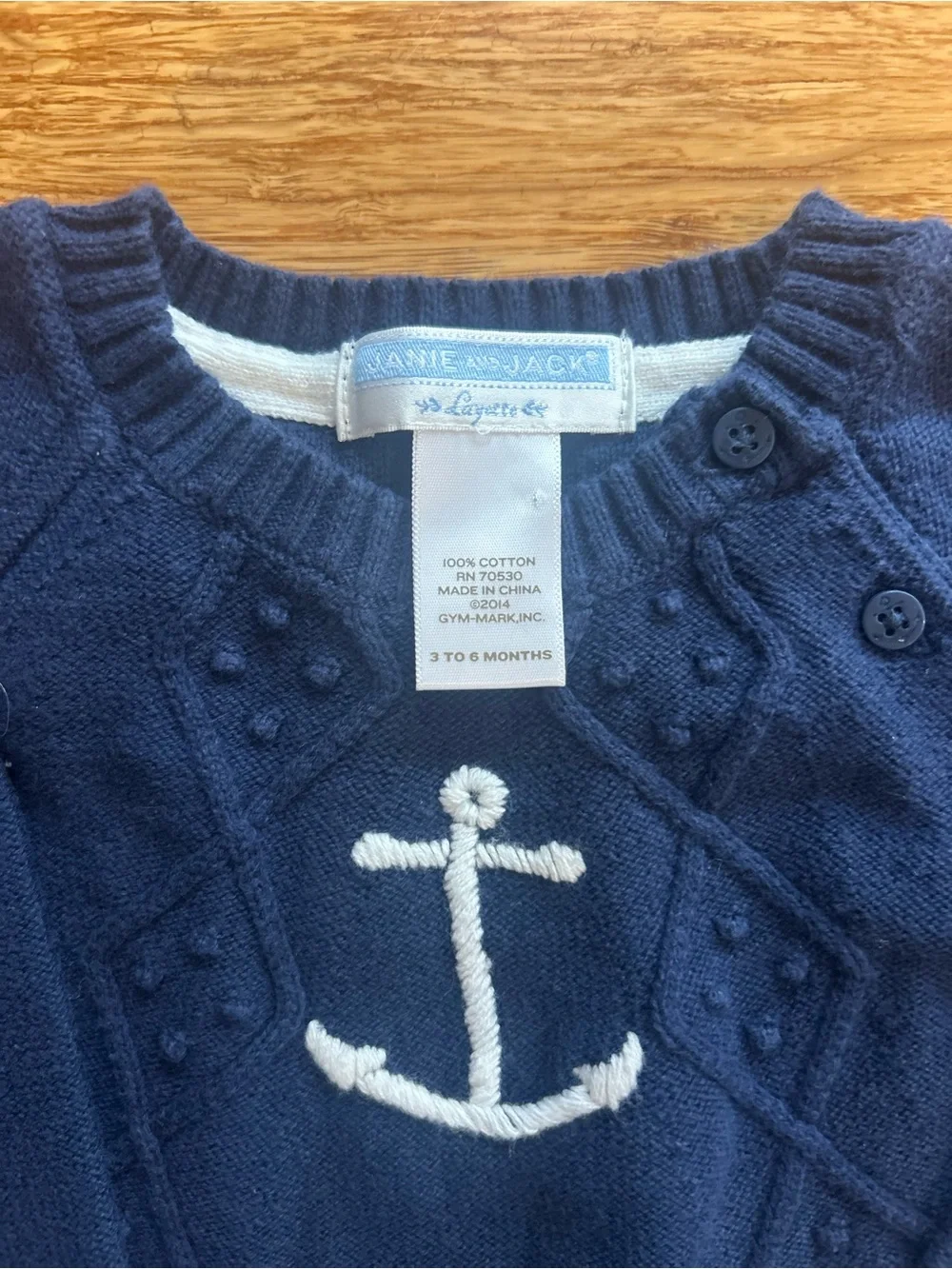 Janie and Jack Navy Knit One-Piece with White Anchor